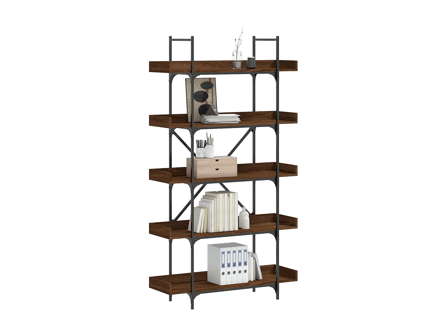 Bibliothèque | Etagère de rangement | Meuble de rangement 5 niveaux chêne marron 100x33x180,5 cm