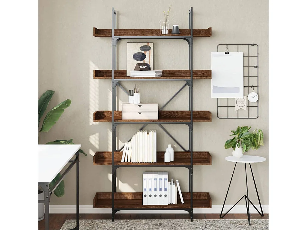 Bibliothèque | Etagère de rangement | Meuble de rangement 5 niveaux chêne marron 100x33x180,5 cm