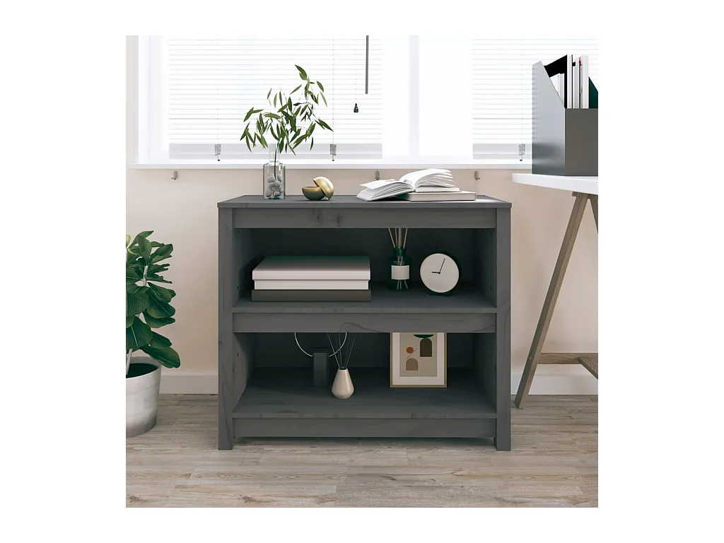 Bibliothèque | Etagère de rangement | Meuble de rangement Gris 80x35x68 cm Bois de pin massif