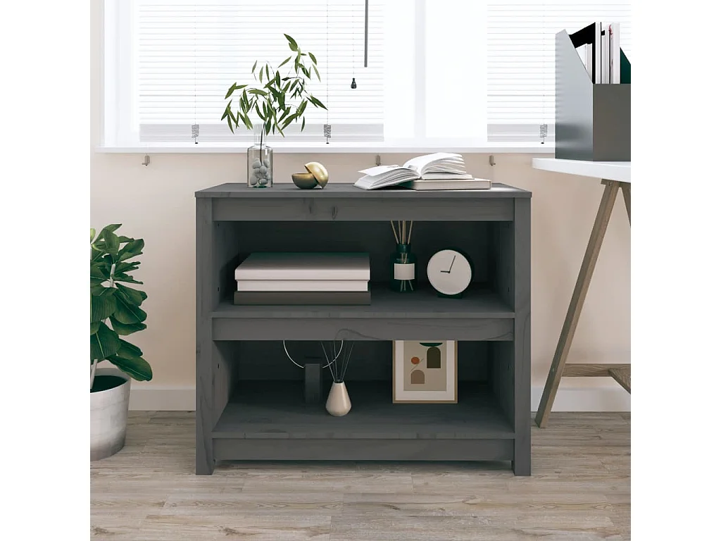 Bibliothèque | Etagère de rangement | Meuble de rangement Gris 80x35x68 cm Bois de pin massif