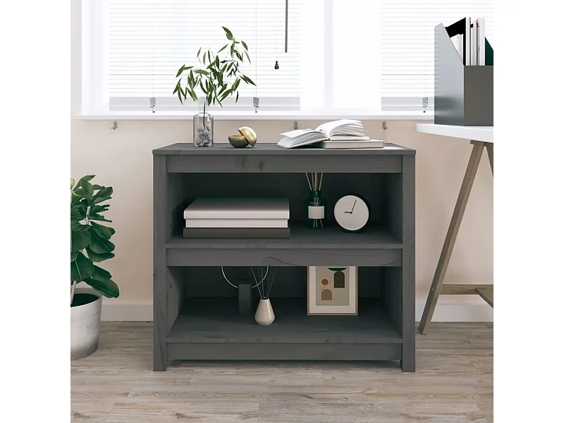 Bibliothèque | Etagère de rangement | Meuble de rangement Gris 80x35x68 cm Bois de pin massif