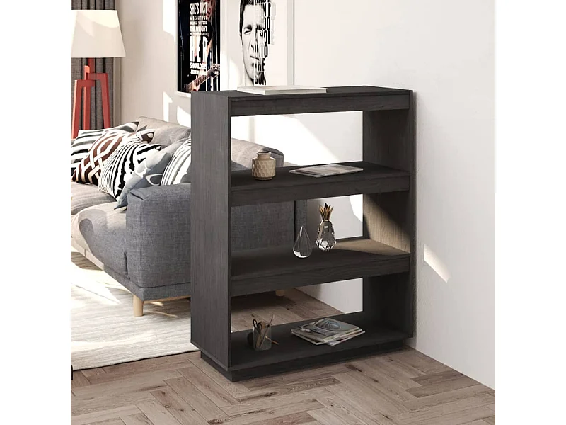 Bibliothèque | Etagère de rangement | Meuble de rangement Gris 80x35x103 cm Pin massif