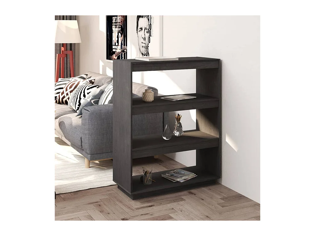 Bibliothèque | Etagère de rangement | Meuble de rangement Gris 80x35x103 cm Pin massif