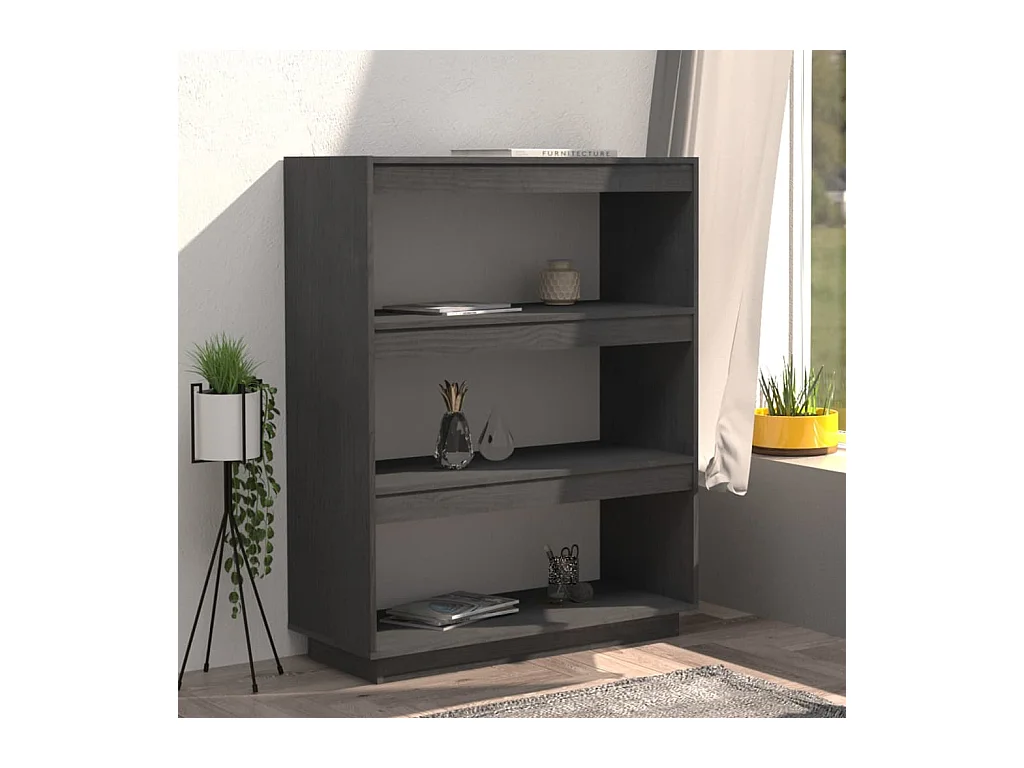 Bibliothèque | Etagère de rangement | Meuble de rangement Gris 80x35x103 cm Pin massif