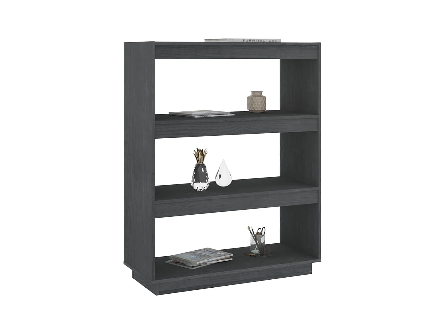Bibliothèque | Etagère de rangement | Meuble de rangement Gris 80x35x103 cm Pin massif