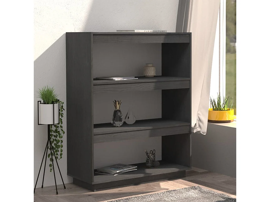 Bibliothèque | Etagère de rangement | Meuble de rangement Gris 80x35x103 cm Pin massif
