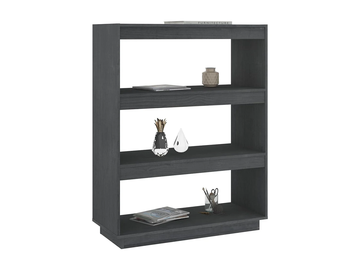 Bibliothèque | Etagère de rangement | Meuble de rangement Gris 80x35x103 cm Pin massif