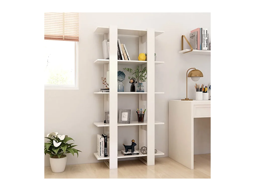 Bibliothèque | Etagère de rangement | Meuble de rangement Blanc brillant 80x30x160 cm