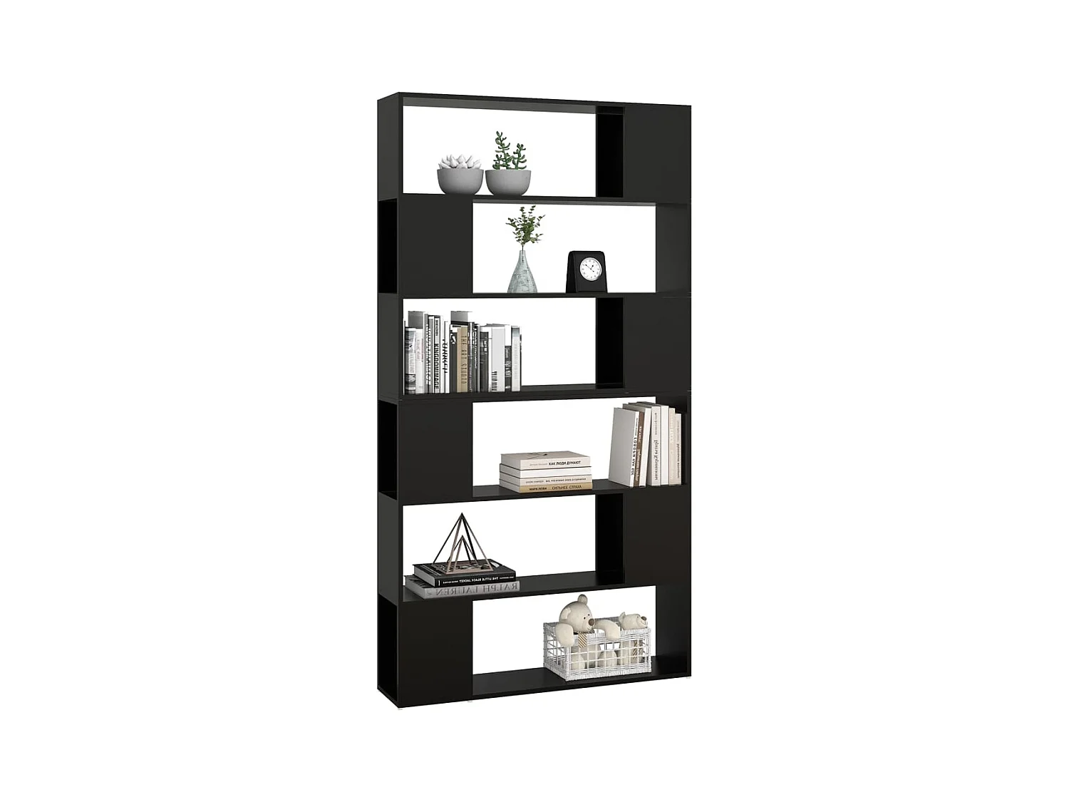 Libreria | Scaffale | Mobile di stoccaggio Divisorio Stanza Nero 100x24x188 cm