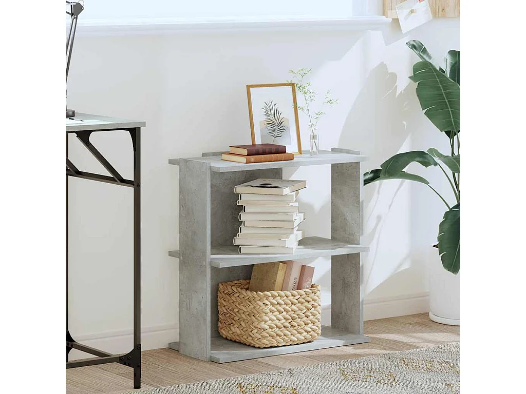 Bibliothèque | Etagère de rangement | Meuble de rangement à 3 niveaux gris béton 60x30x60 cm bois ingénierie