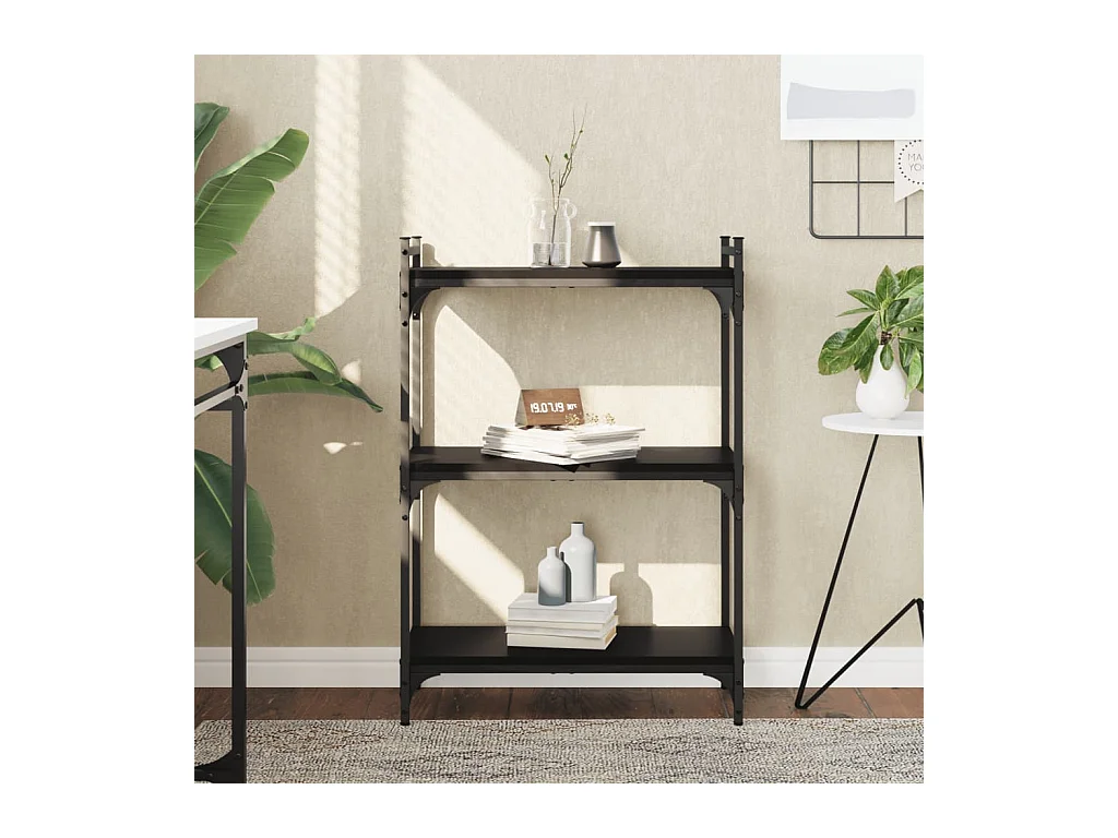 Libreria | Scaffale | Mobile di stoccaggio a 3 Ripiani Nera 60x30x86 cm in Legno Multistrato