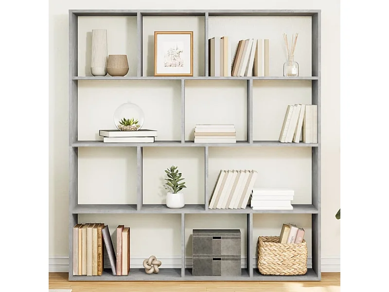 Libreria | Scaffale | Mobile di stoccaggio Grigio Cemento 132x29x141,5 cm in Legno Multistrato