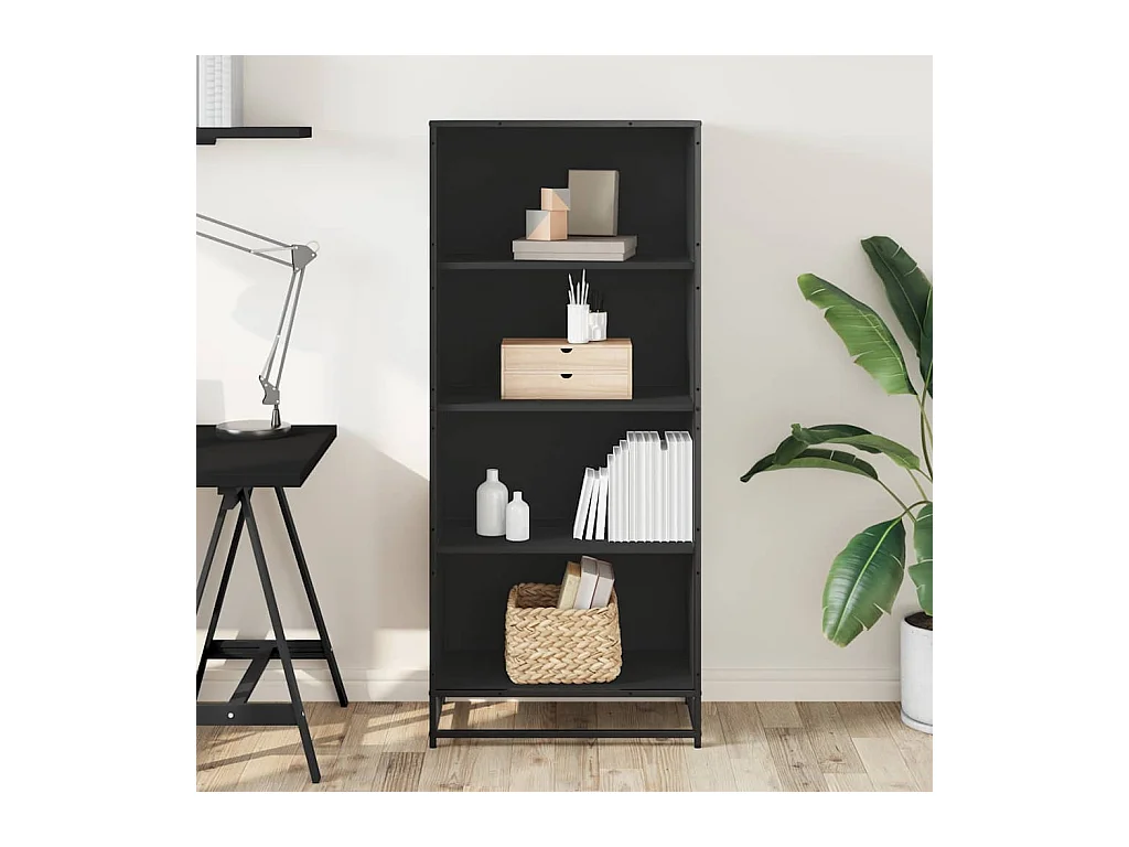 Bibliothèque | Etagère de rangement | Meuble de rangement noir 60x35x139 cm bois d'ingénierie
