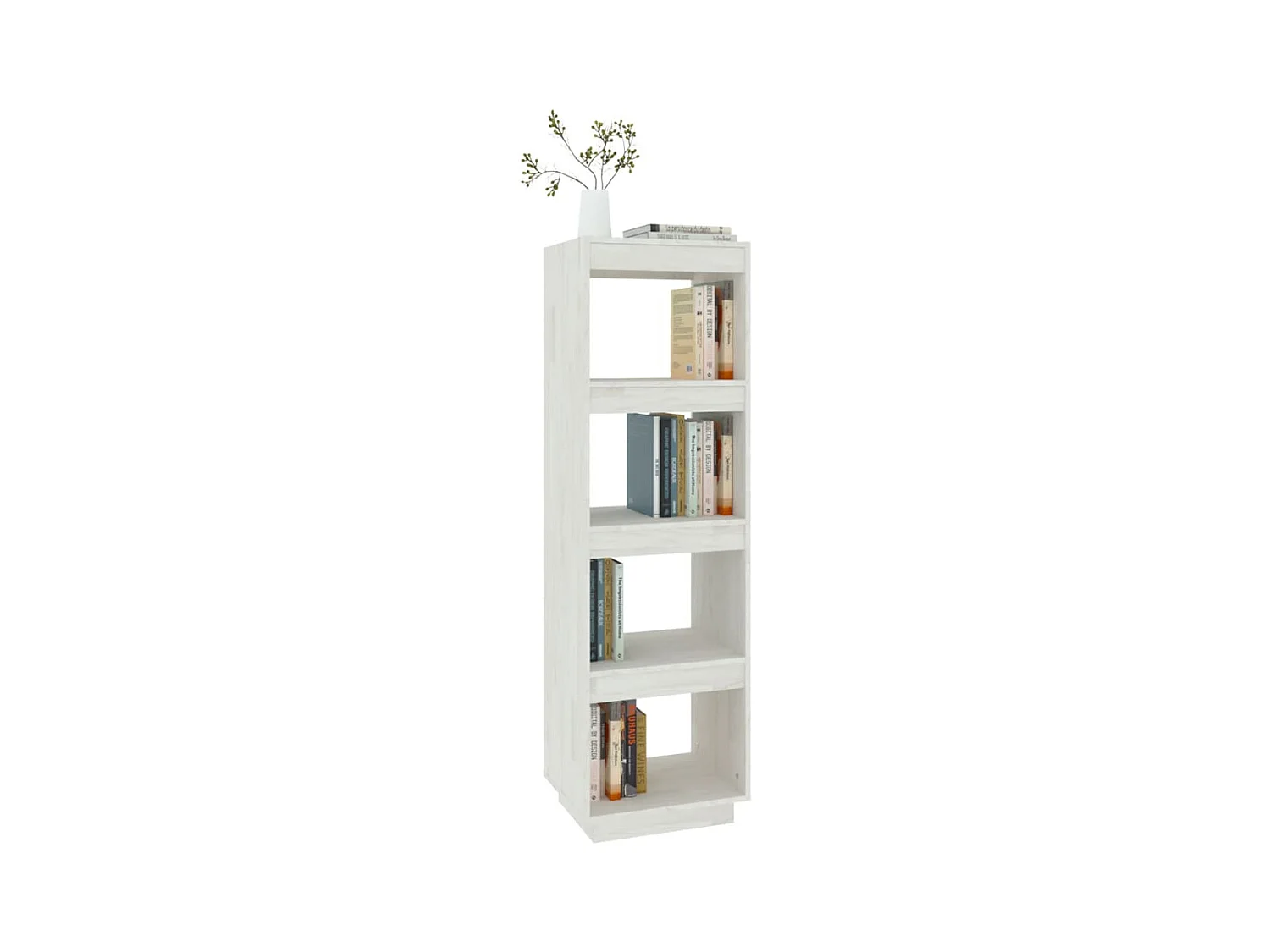 Libreria | Scaffale | Mobile di stoccaggio Divisorio Bianco 40x35x135cm in Legno Massello di Pino