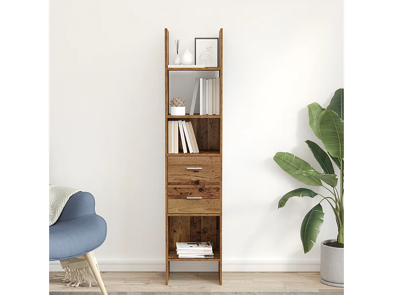 Bibliothèque | Etagère de rangement | Meuble de rangement Bois ancien 40 x 35 x 180 cm Bois d'ingénierie