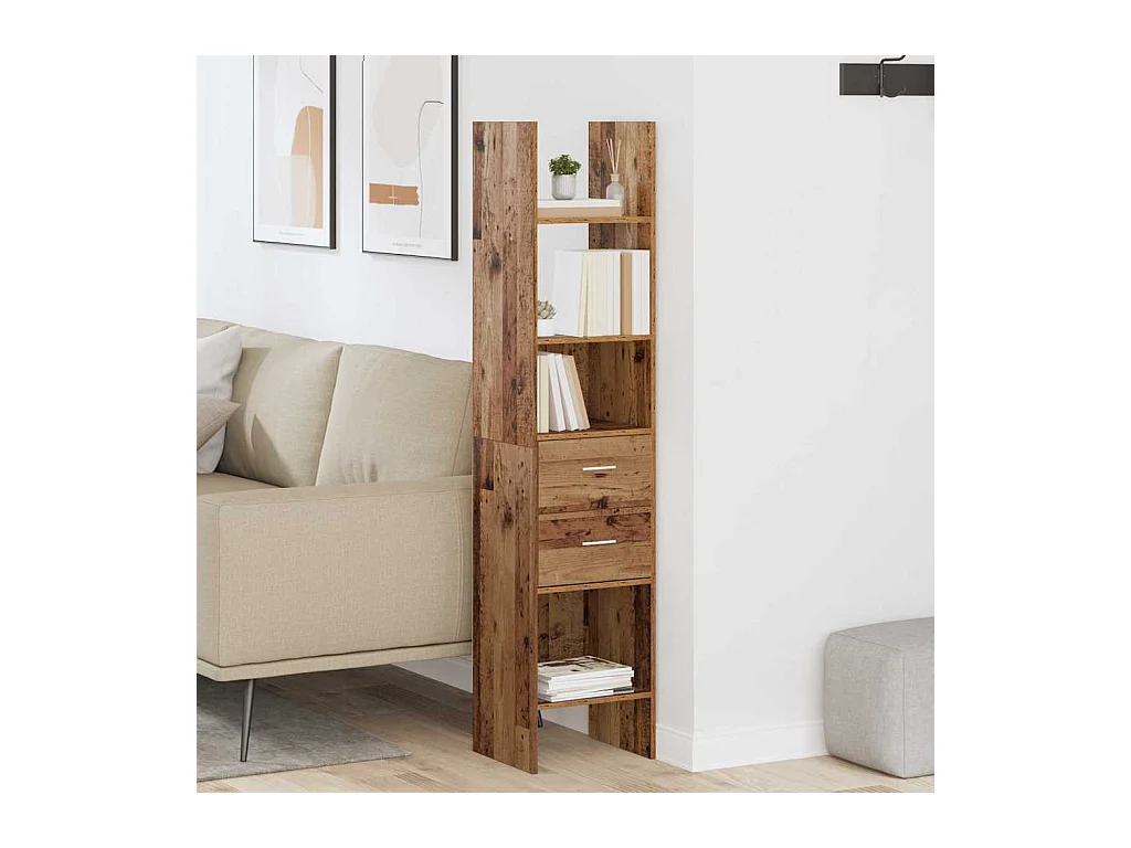 Bibliothèque | Etagère de rangement | Meuble de rangement Bois ancien 40 x 35 x 180 cm Bois d'ingénierie