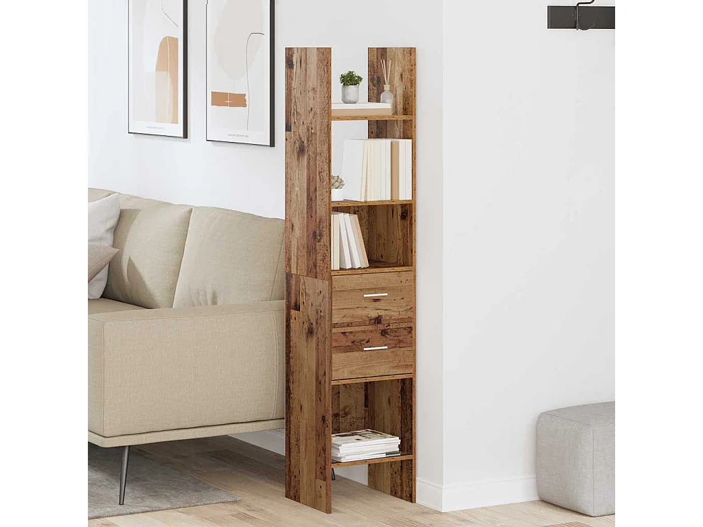 Armadio per Libri | Scaffale | Mobile di stoccaggio Legno vecchio 40 x 35 x 180 cm