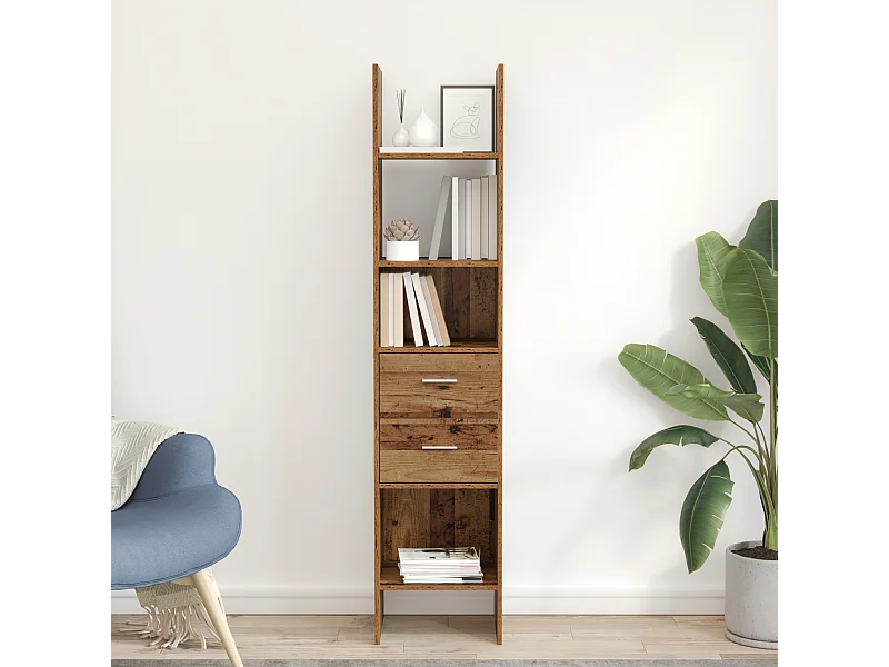 Bibliothèque | Etagère de rangement | Meuble de rangement Bois ancien 40 x 35 x 180 cm Bois d'ingénierie