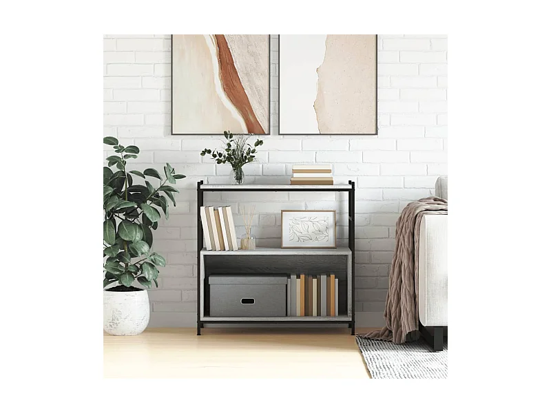 Bibliothèque | Etagère de rangement | Meuble de rangement sonoma gris 80x30x78,5 cm bois d'ingénierie et fer