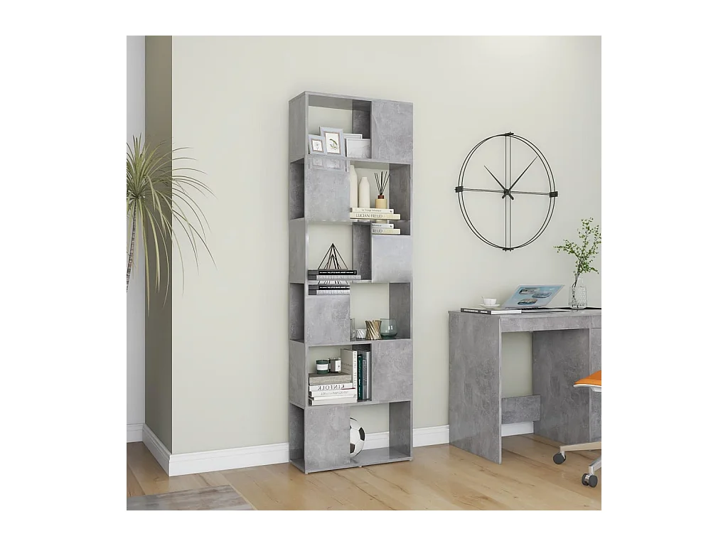 Bibliothèque | Etagère de rangement | Meuble de rangement Gris béton 60x24x186 cm