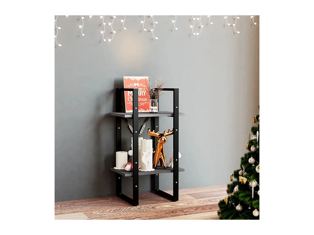 Bibliothèque | Etagère de rangement | Meuble de rangement à 2 niveaux Gris 40x30x70 cm Bois de pin massif