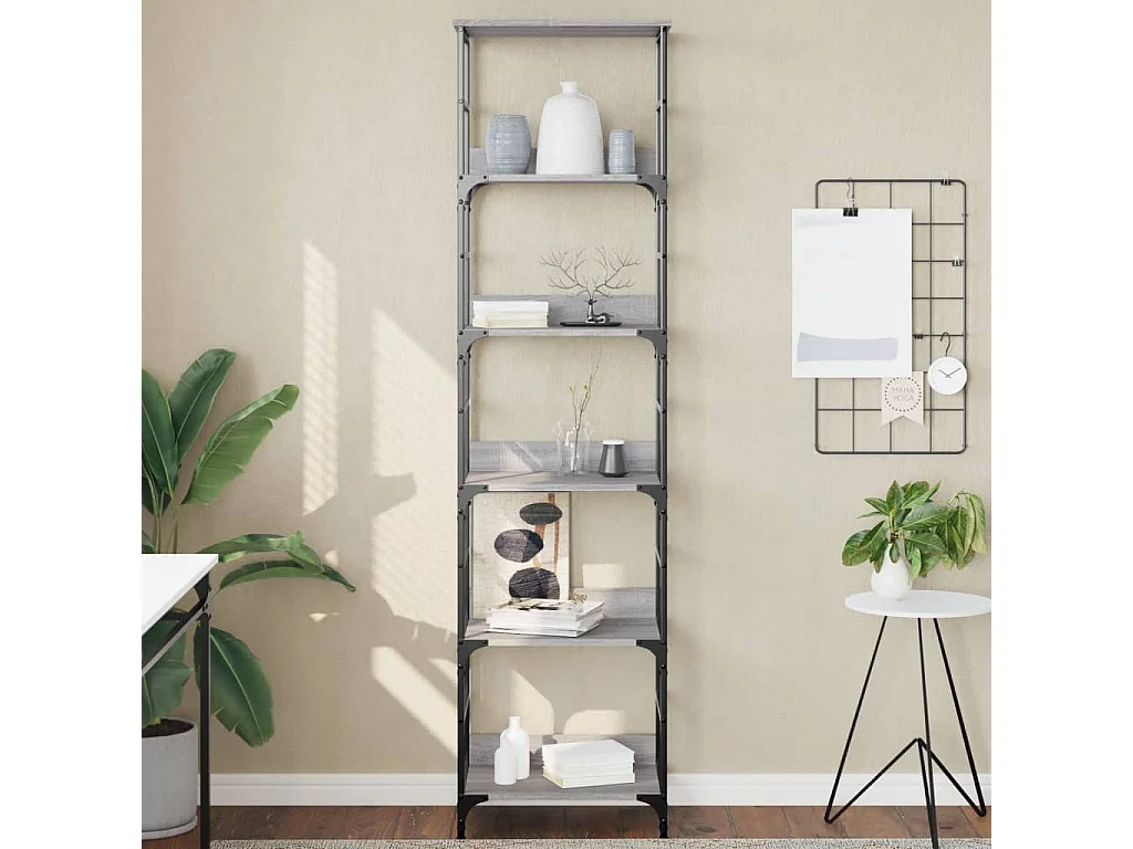 Bibliothèque | Etagère de rangement | Meuble de rangement sonoma gris 50x33x188,5 cm bois d'ingénierie