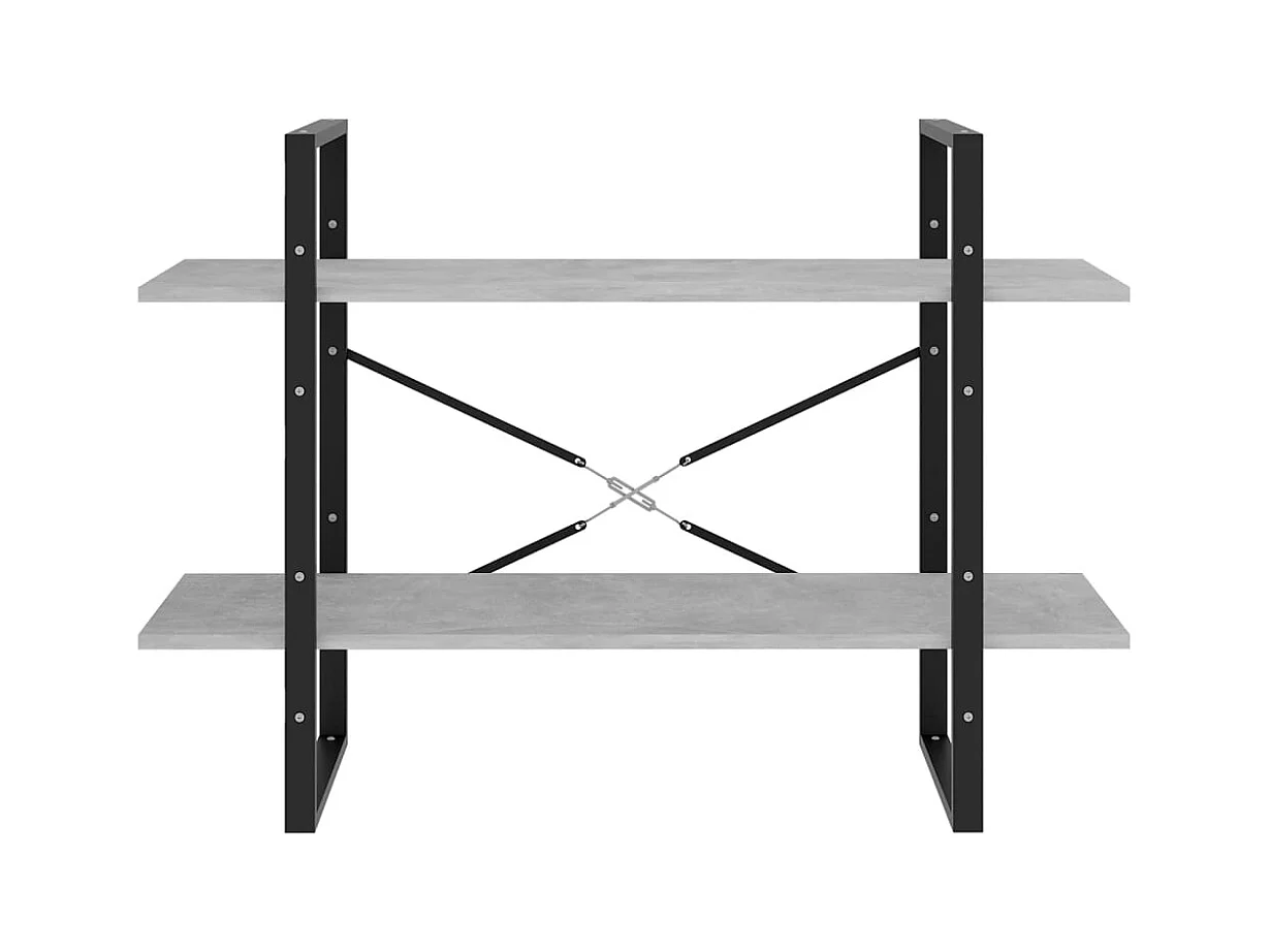 Bibliothèque | Etagère de rangement | Meuble de rangement à 2 niveaux gris béton 100x30x70cm bois ingénierie