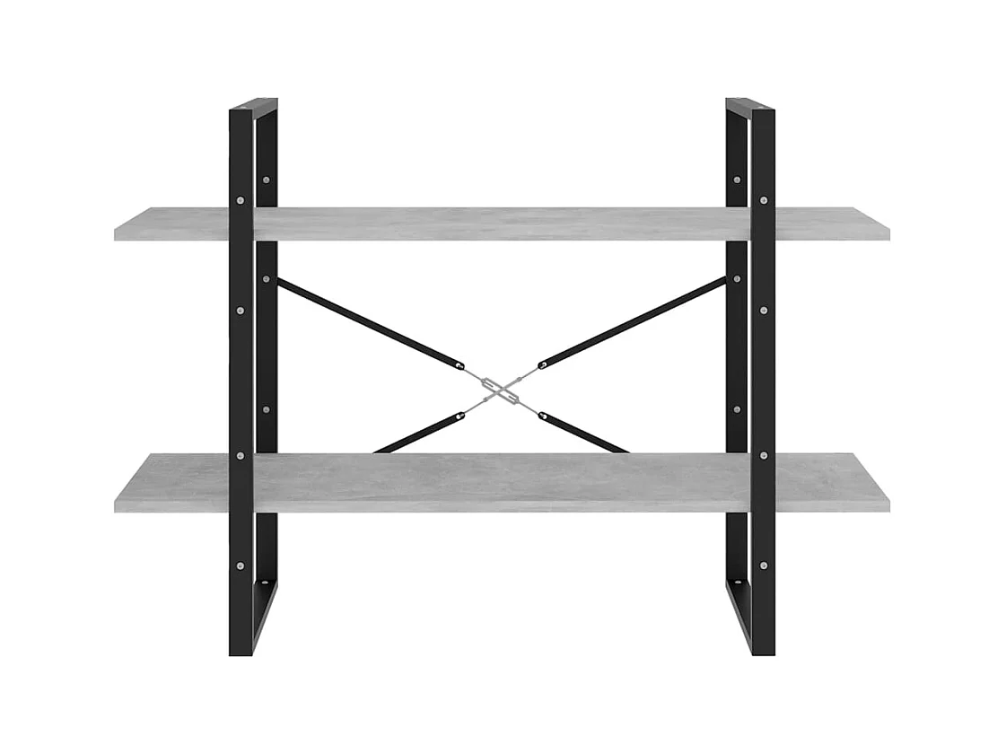 Bibliothèque | Etagère de rangement | Meuble de rangement à 2 niveaux gris béton 100x30x70cm bois ingénierie