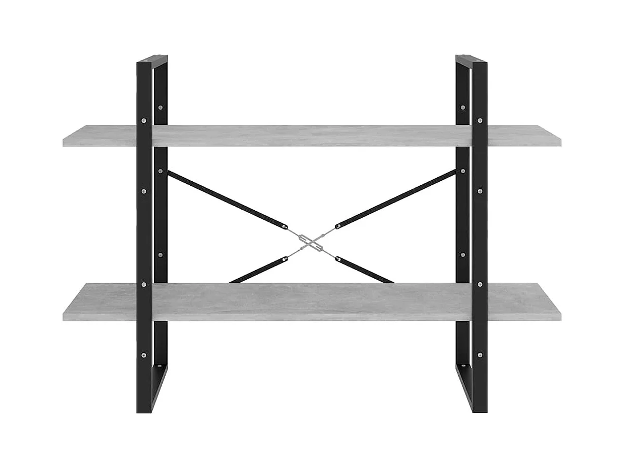 Bibliothèque | Etagère de rangement | Meuble de rangement à 2 niveaux gris béton 100x30x70cm bois ingénierie