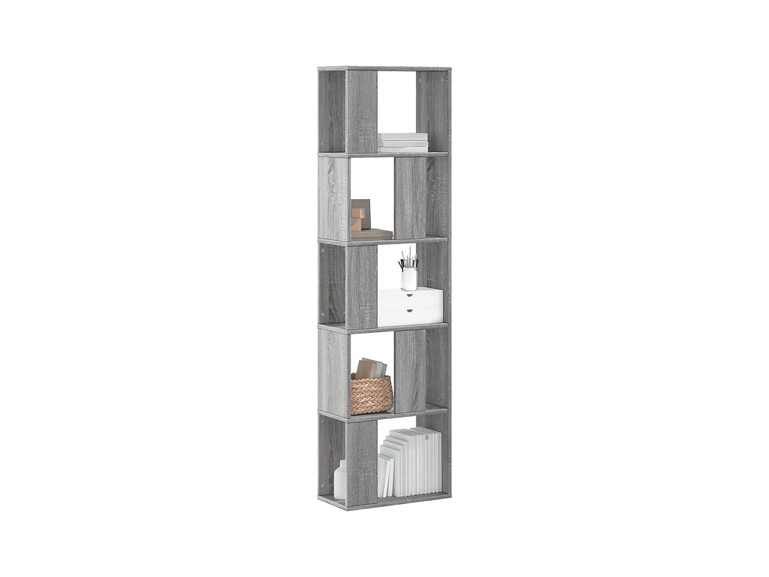 Libreria | Scaffale | Mobile di stoccaggio 5Ripiani Grigio Sonoma 45x23,5x162,5 Legno Multistrato