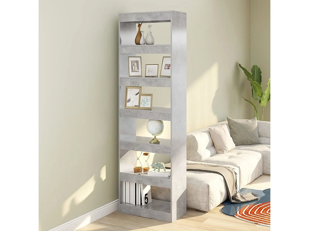 Bibliothèque | Etagère de rangement | Meuble de rangement Gris béton 60x30x198 cm