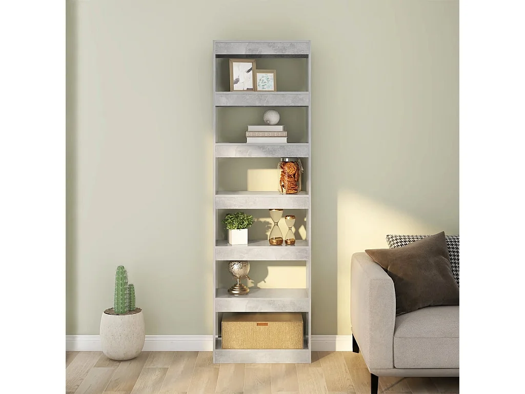 Bibliothèque | Etagère de rangement | Meuble de rangement Gris béton 60x30x198 cm