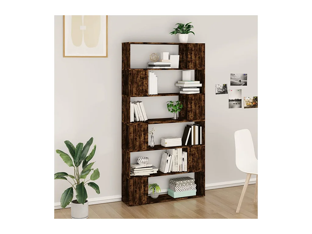 Libreria | Scaffale | Mobile di stoccaggio Divisorio Rovere Fumo 100x24x188 cm