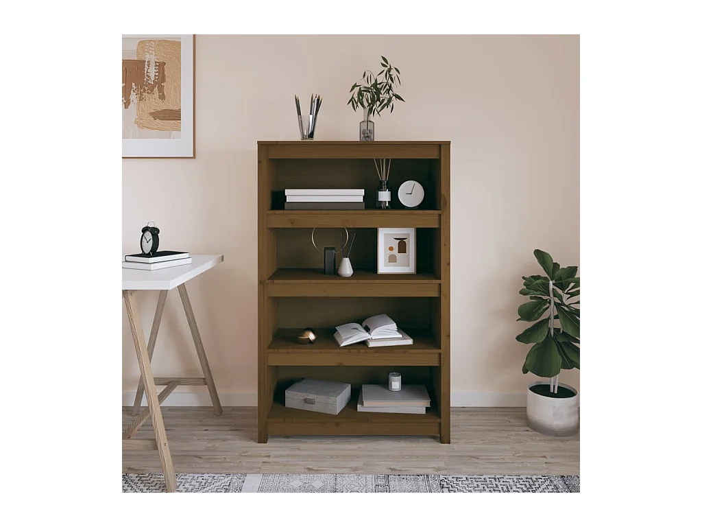 Bibliothèque | Etagère de rangement | Meuble de rangement Marron miel 80x35x126 cm Bois de pin massif