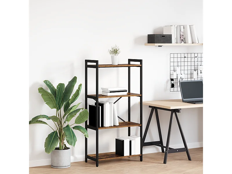 Bibliothèque | Etagère de rangement | Meuble de rangement Bois ancien 60 x 30 x 118 cm Bois et Acier