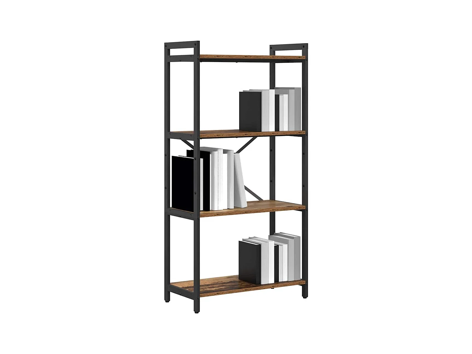 Bibliothèque | Etagère de rangement | Meuble de rangement Bois ancien 60 x 30 x 118 cm Bois et Acier