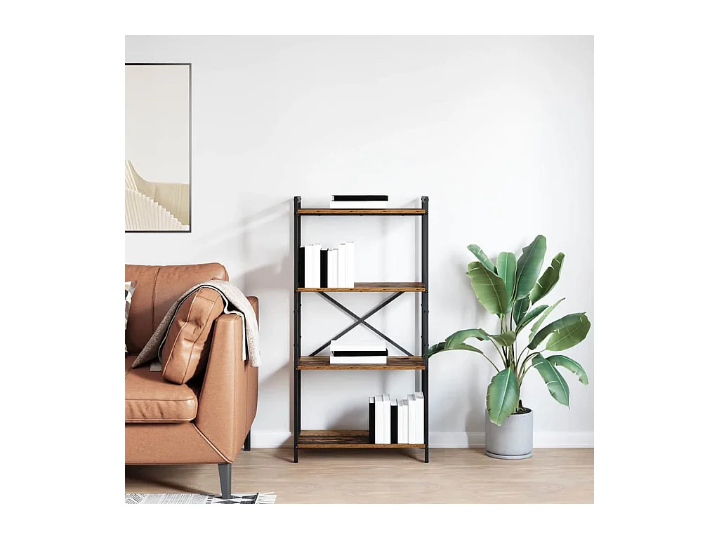 Bibliothèque | Etagère de rangement | Meuble de rangement Bois ancien 60 x 30 x 118 cm Bois et Acier