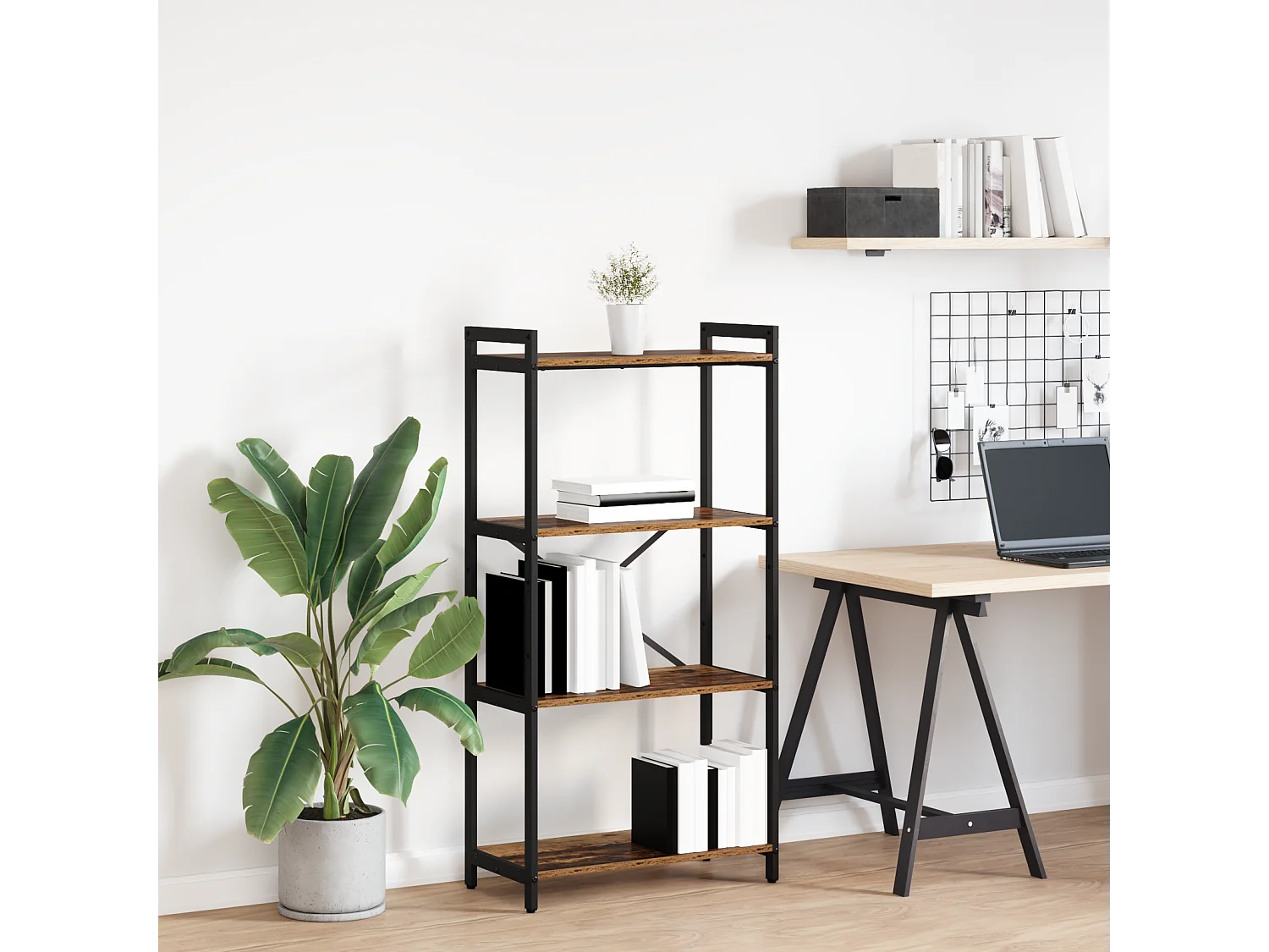 Bibliothèque | Etagère de rangement | Meuble de rangement Bois ancien 60 x 30 x 118 cm Bois et Acier