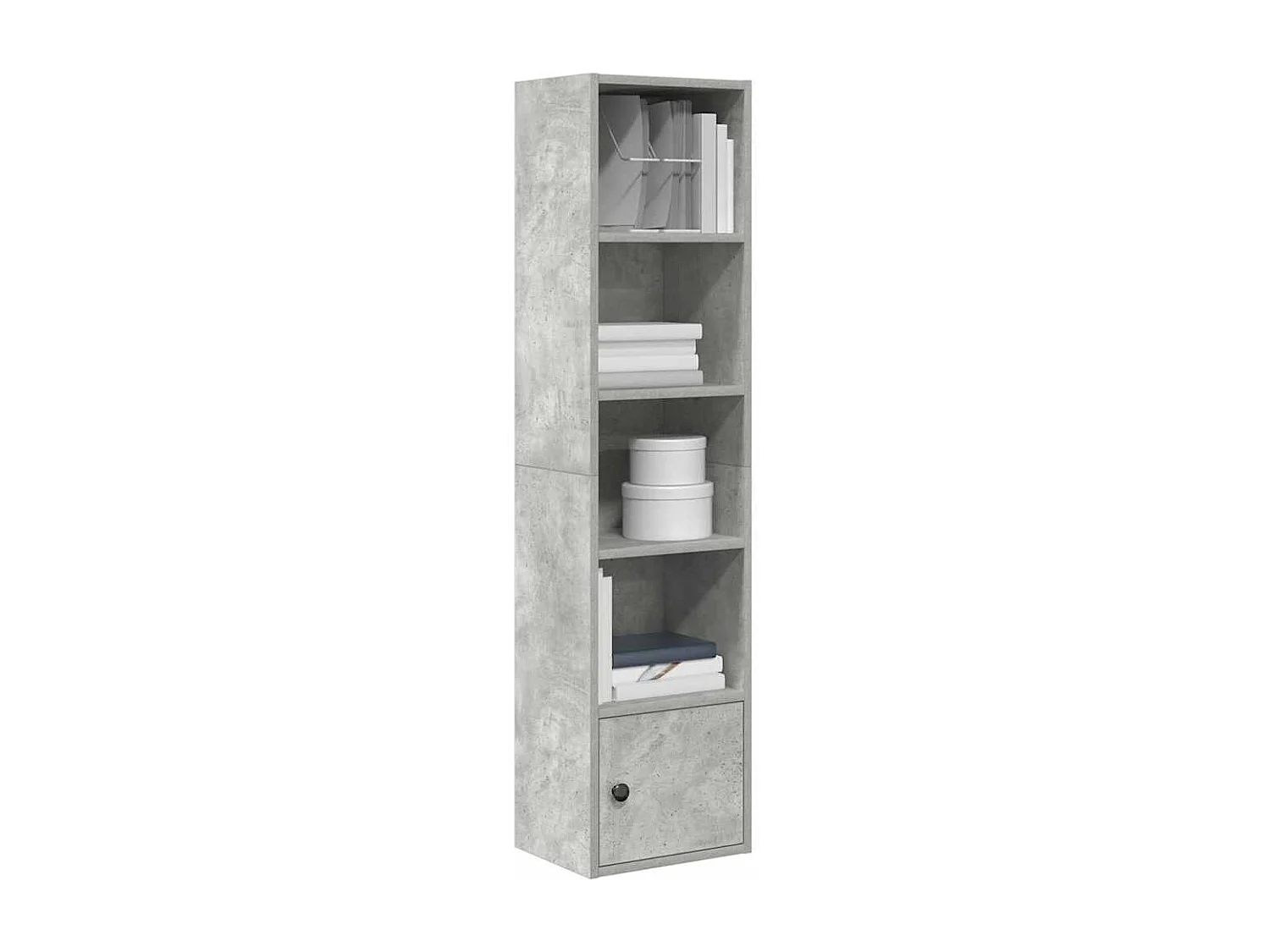 Libreria | Scaffale | Mobile di stoccaggio Grigio Cemento 31x24x127 cm in Legno Multistrato