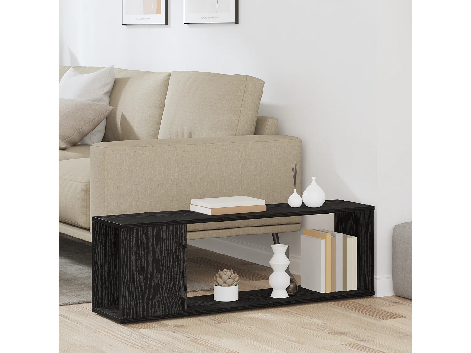 Armadio per Libri | Scaffale Libri | Mobile di stoccaggio in Nero Rovere 100x24x32 cm in Legno Ingegnerizzato