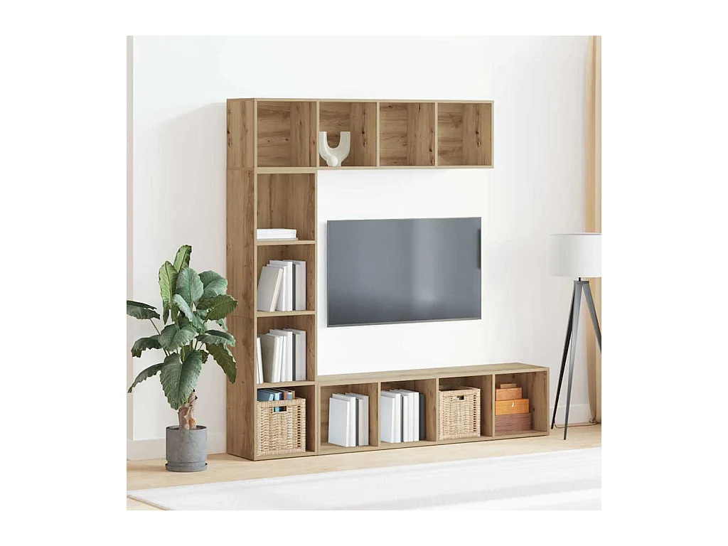 Bibliothèques | Etagère de rangement | Meuble de rangement 3 pcs chêne artisanal bois d'ingénierie