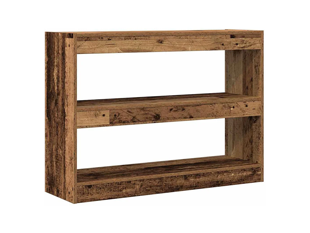 Bibliothèque | Etagère de rangement | Meuble de rangement Paravent en bois vieilli, 100x30x72 cm, Fabriqué en bois reconstitué