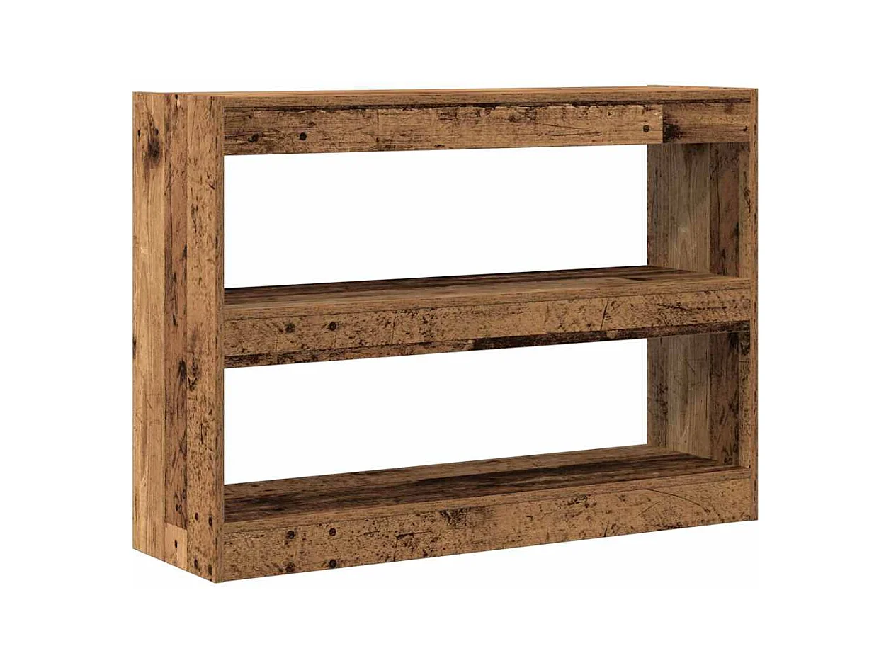 Bibliothèque | Etagère de rangement | Meuble de rangement Paravent en bois vieilli, 100x30x72 cm, Fabriqué en bois reconstitué