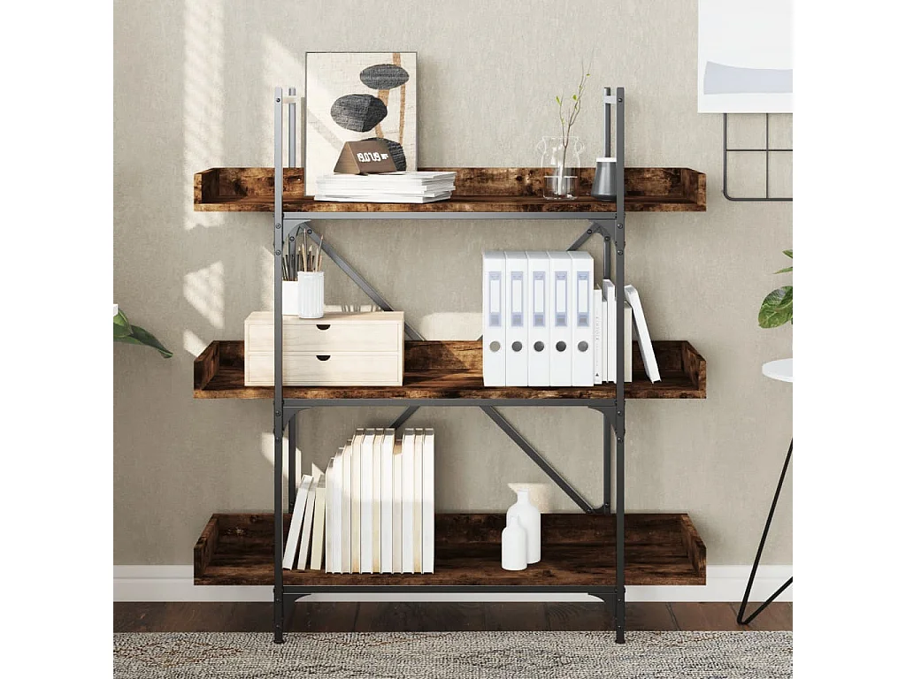 Bibliothèque | Etagère de rangement | Meuble de rangement à 3 niveaux chêne fumé 100x33x108,5 cm