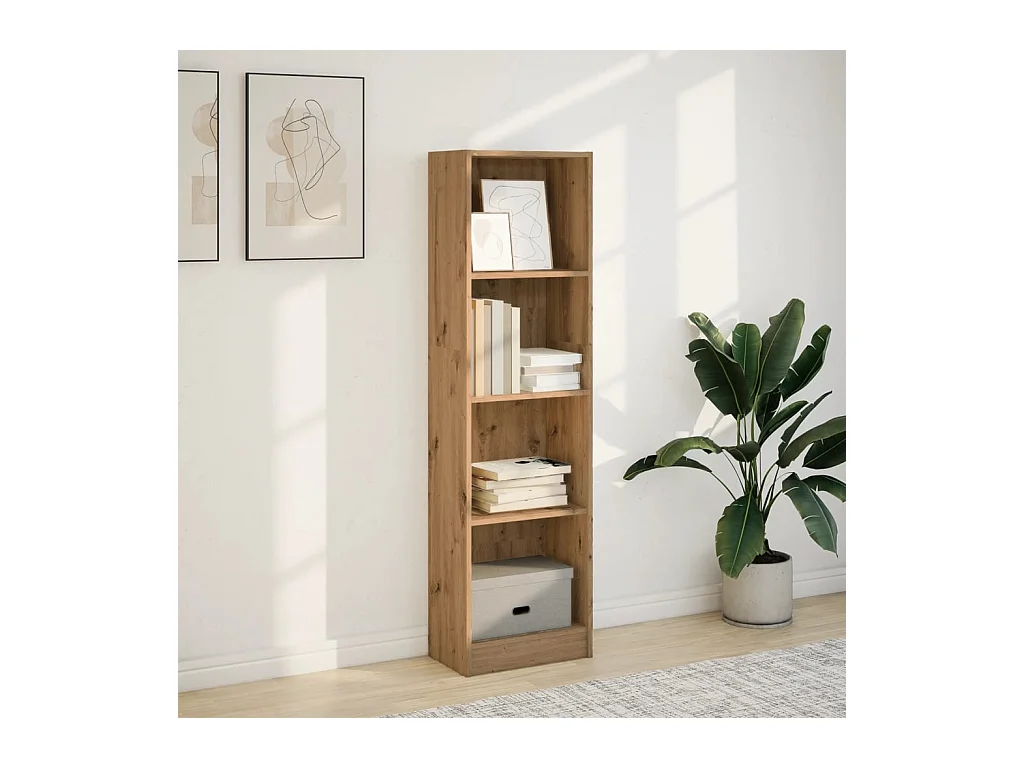 Bibliothèque | Etagère de rangement | Meuble de rangement chêne artisanal 40x24x143 cm bois d'ingénierie
