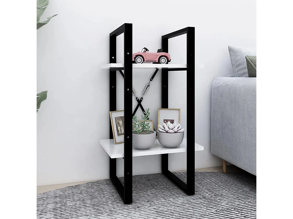 Bibliothèque | Etagère de rangement | Meuble de rangement à 2 niveaux blanc 40x30x70 cm bois d'ingénierie