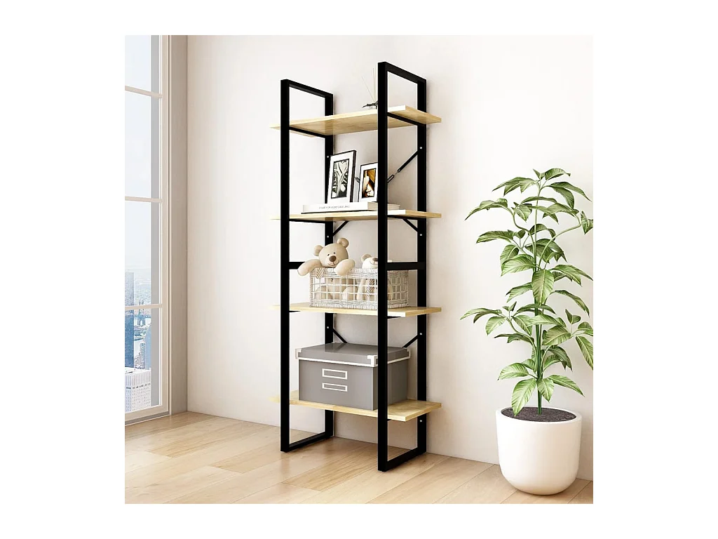 Bibliothèque | Etagère de rangement | Meuble de rangement à 4 niveaux 60x30x140 cm Bois de pin massif