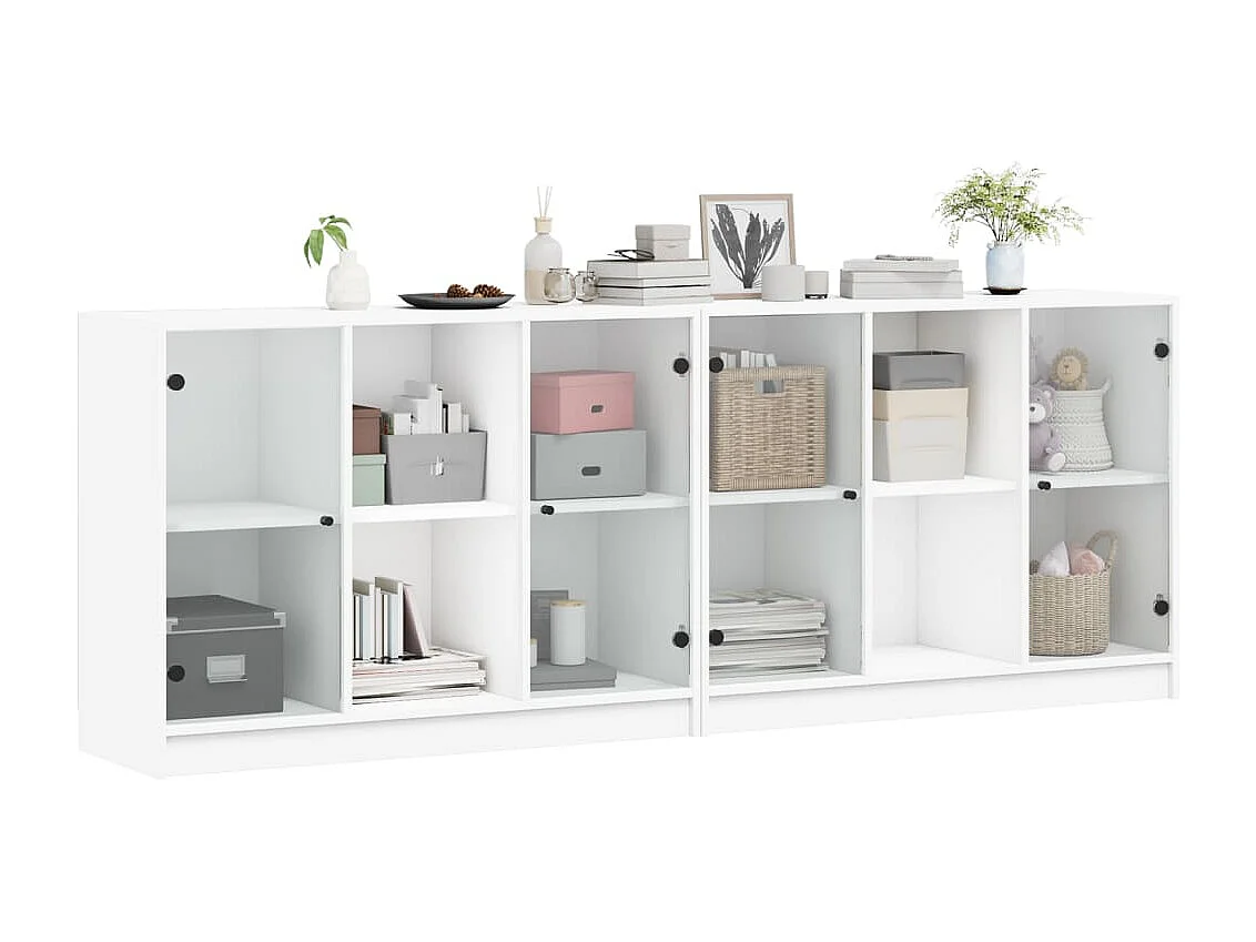 Bibliothèque | Etagère de rangement | Meuble de rangement avec portes blanc 204x37x75 cm bois d'ingénierie
