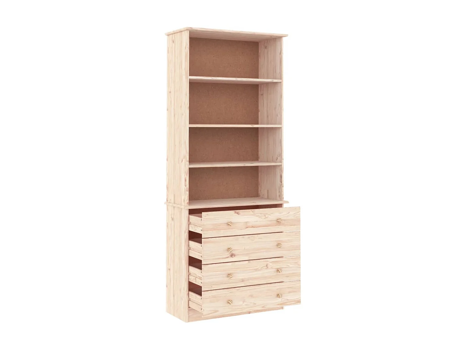 Bibliothèque | Etagère de rangement | Meuble de rangement avec tiroirs ALTA 77x35x186,5cm bois massif de pin