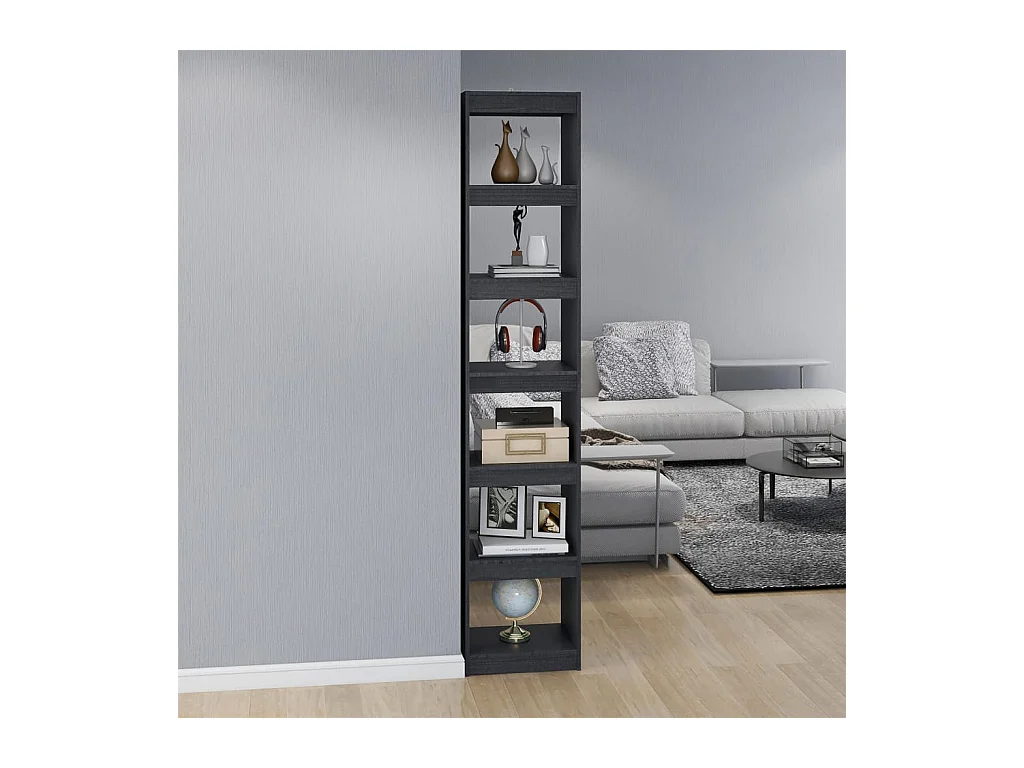 Bibliothèque | Etagère de rangement | Meuble de rangement Gris 40x30x199 cm Pin massif